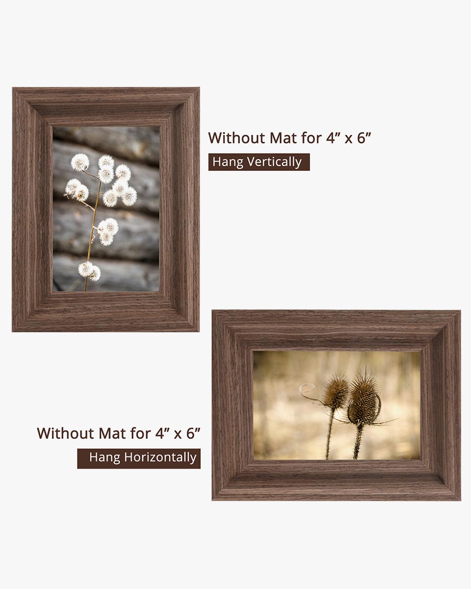 Brown Wood Photo Frames with Real Glass Pack of 2 - 4 Sizes Available