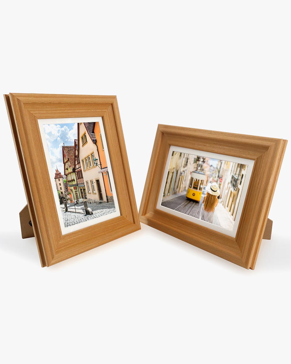 Oak Wood Photo Frames with Real Glass Pack of 2 - 4 Sizes Available