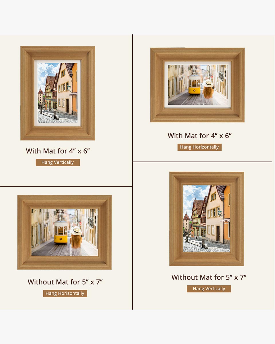 Oak Wood Photo Frames with Real Glass Pack of 2 - 4 Sizes Available