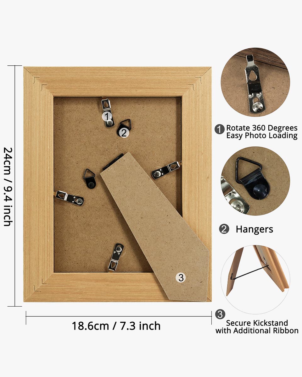 Oak Wood Photo Frames with Real Glass Pack of 2 - 4 Sizes Available