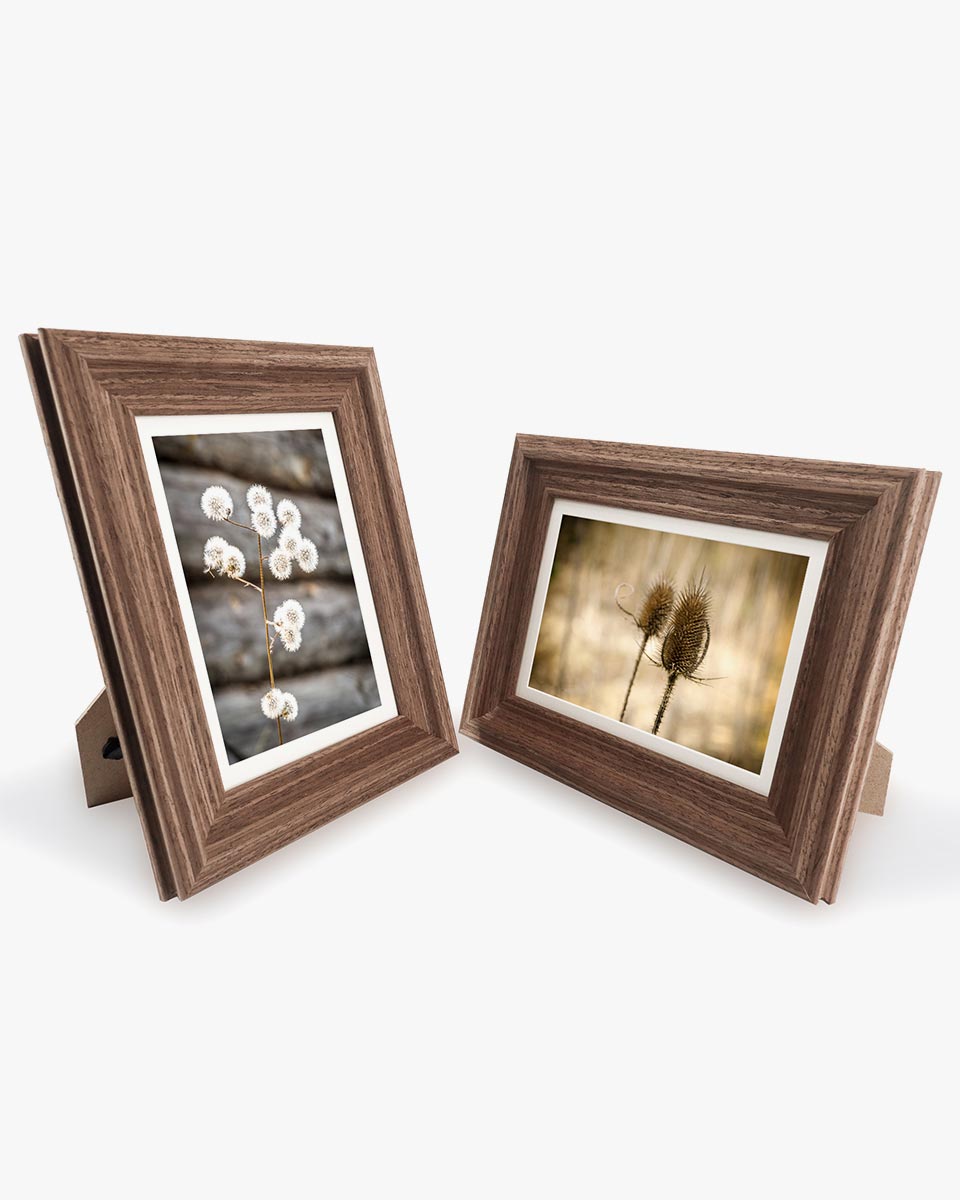 Brown Wood Photo Frames with Real Glass Pack of 2 - 4 Sizes Available