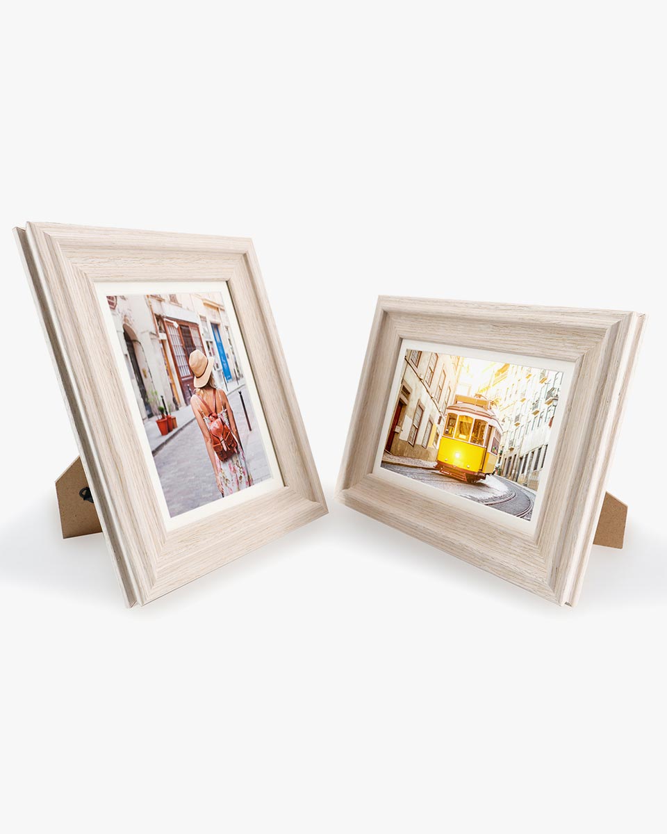 White Wood Photo Frames with Real Glass Pack of 2 - 4 Sizes Available