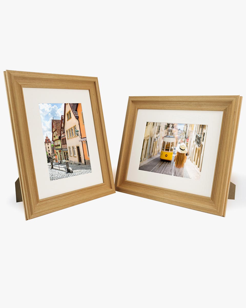 Oak Wood Photo Frames with Real Glass Pack of 2 - 4 Sizes Available