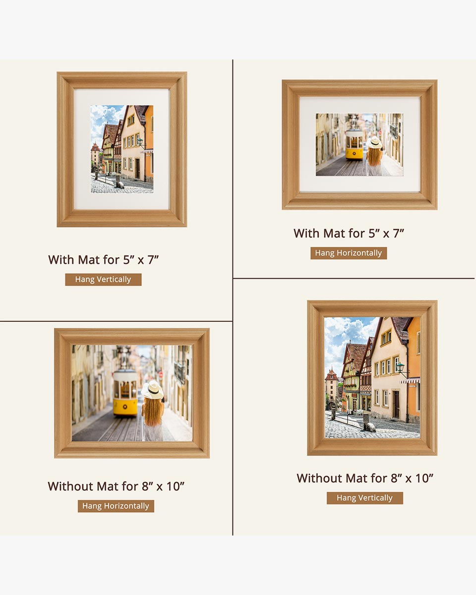 Oak Wood Photo Frames with Real Glass Pack of 2 - 4 Sizes Available