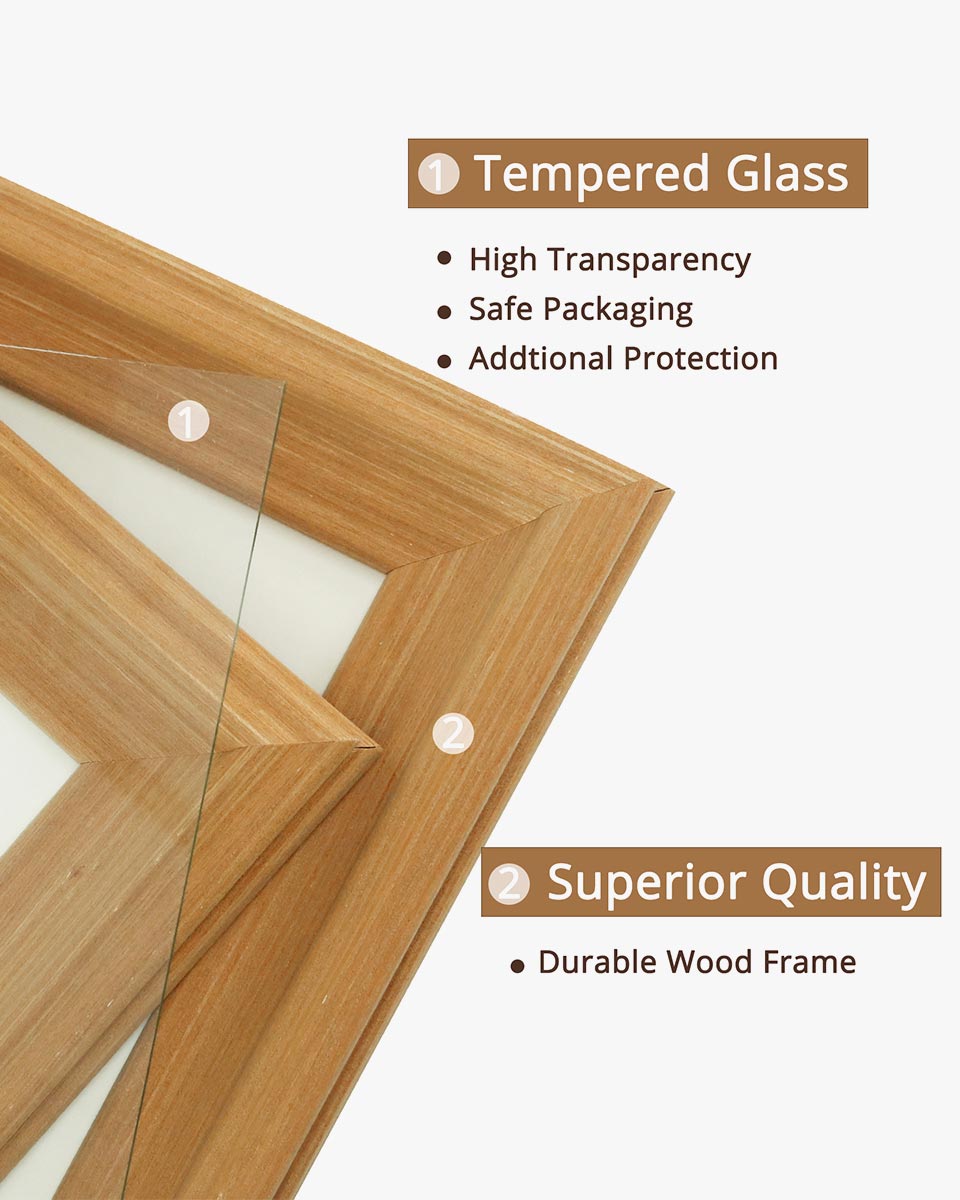 Oak Wood Photo Frames with Real Glass Pack of 2 - 4 Sizes Available