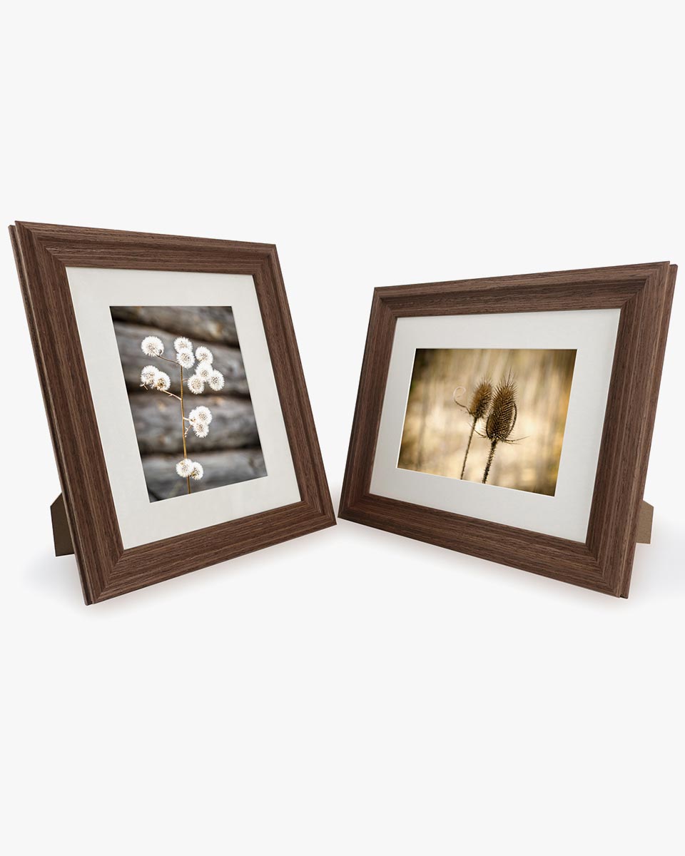 Brown Wood Photo Frames with Real Glass Pack of 2 - 4 Sizes Available