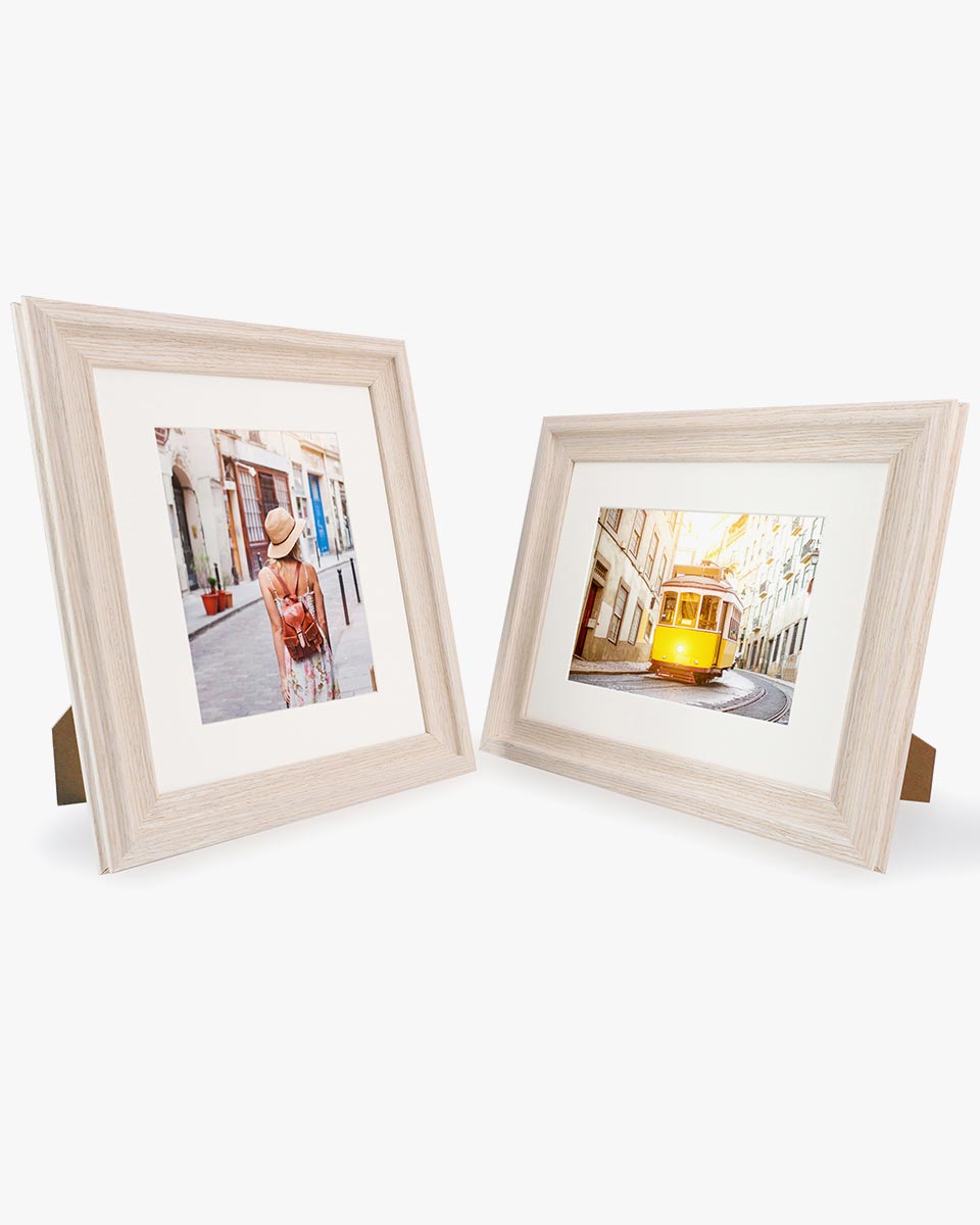 White Wood Photo Frames with Real Glass Pack of 2 - 4 Sizes Available