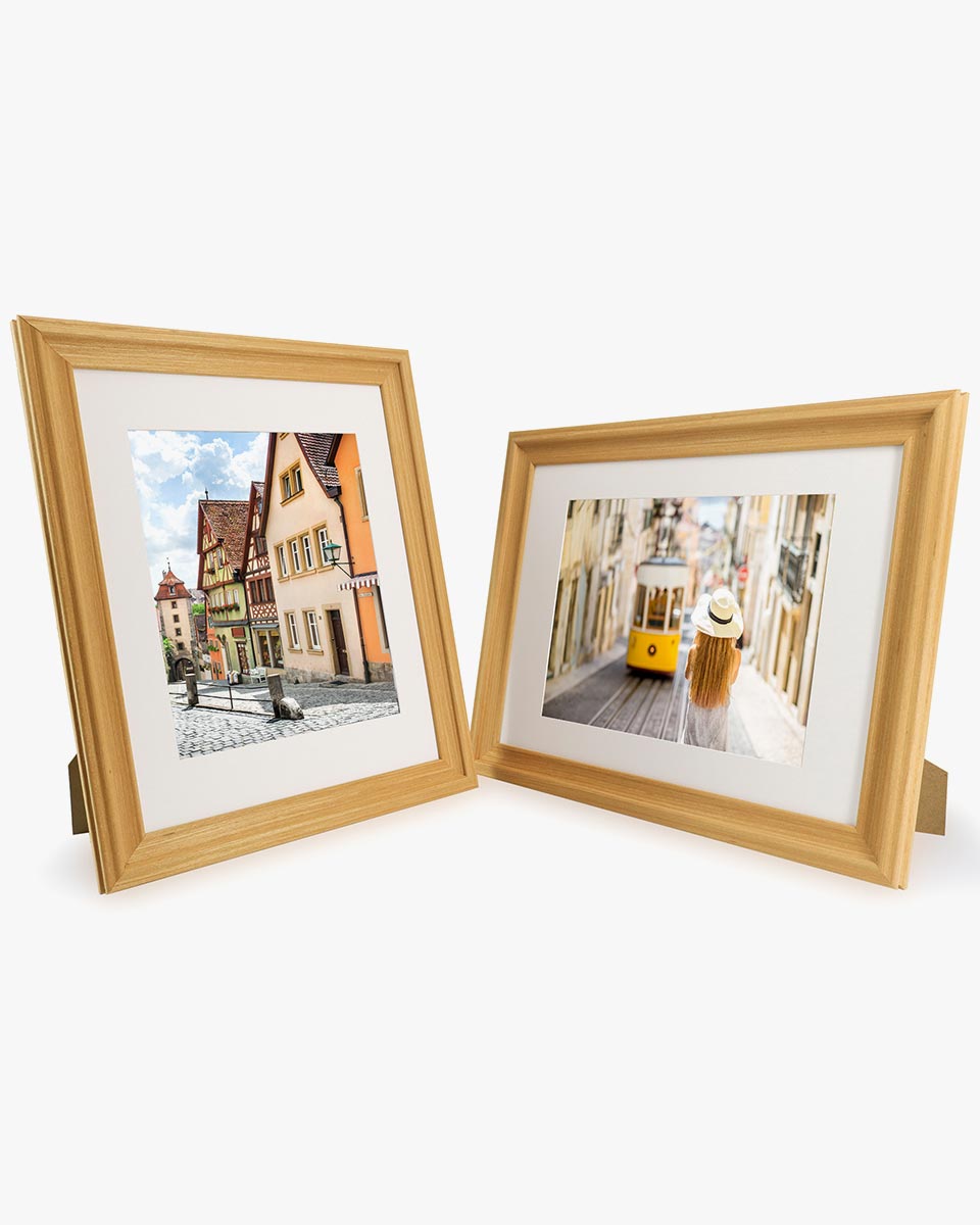 Oak Wood Photo Frames with Real Glass Pack of 2 - 4 Sizes Available