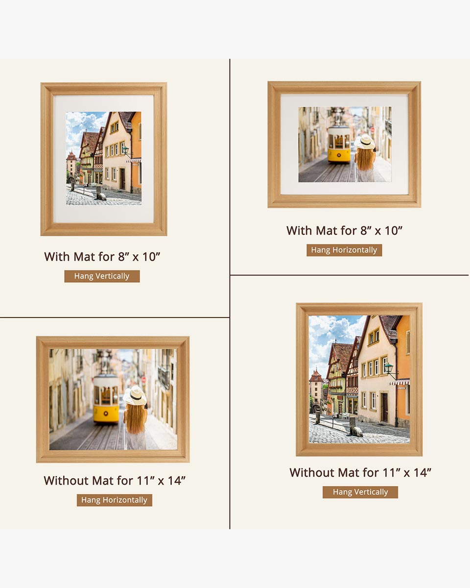 Oak Wood Photo Frames with Real Glass Pack of 2 - 4 Sizes Available