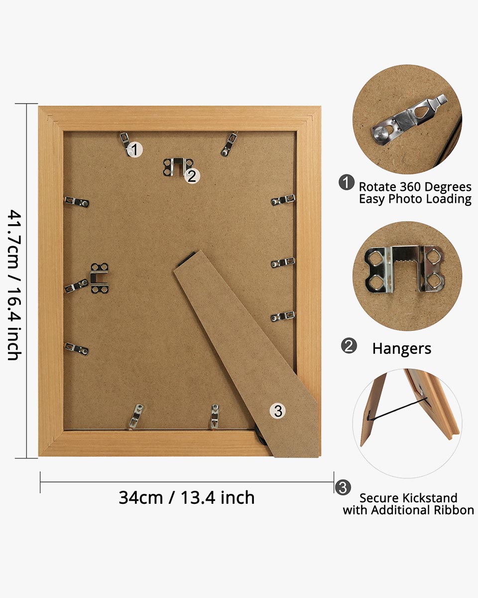 Oak Wood Photo Frames with Real Glass Pack of 2 - 4 Sizes Available