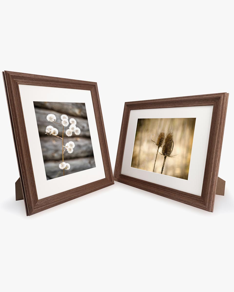 Brown Wood Photo Frames with Real Glass Pack of 2 - 4 Sizes Available