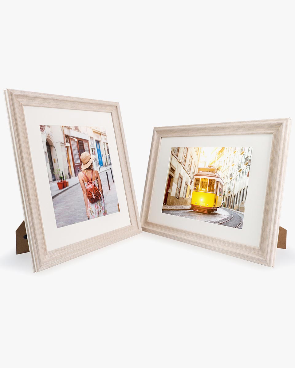 White Wood Photo Frames with Real Glass Pack of 2 - 4 Sizes Available