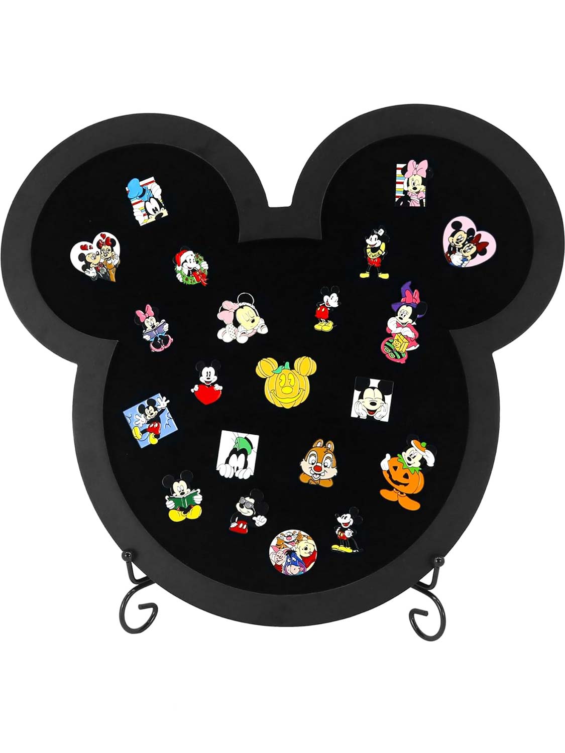 13*14 Black Velvet Padding Display Case Frame in Cute Mouse Shaped with Stand Easel