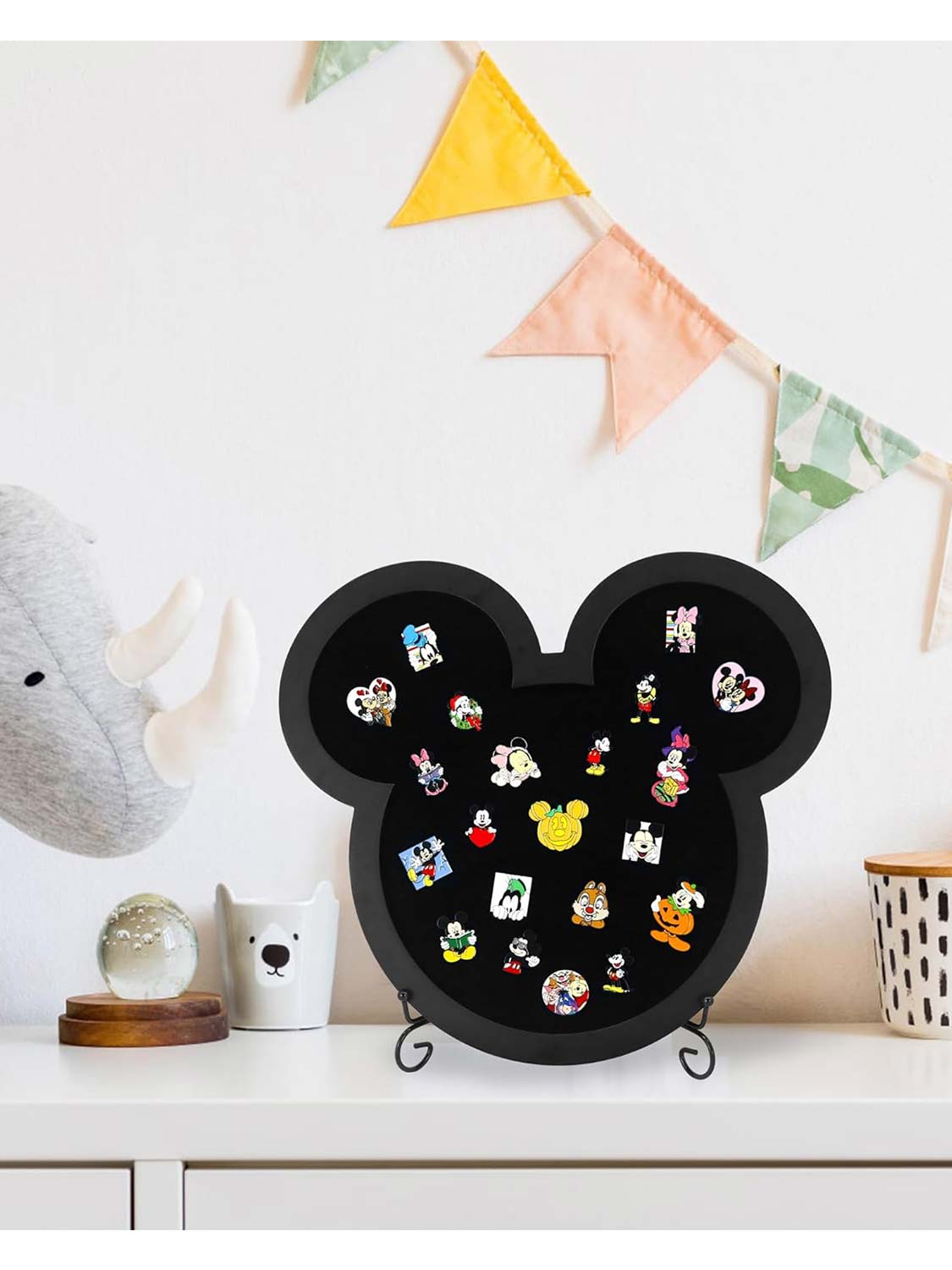 13*14 Black Velvet Padding Display Case Frame in Cute Mouse Shaped with Stand Easel