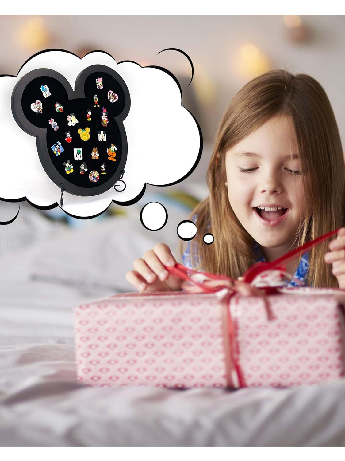 13*14 Black Velvet Padding Display Case Frame in Cute Mouse Shaped with Stand Easel