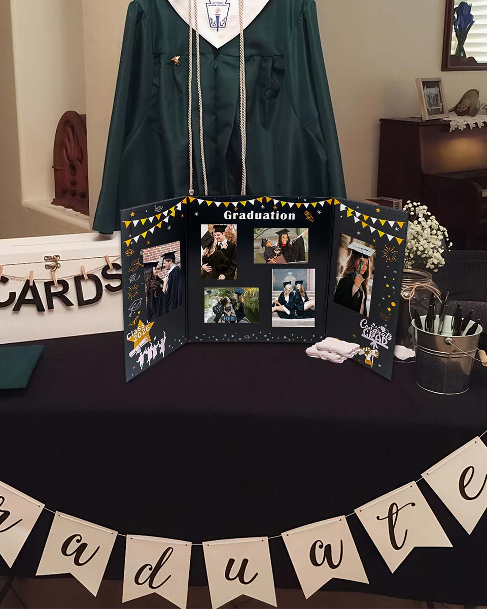 Black Cardboard Graduation Picture Frame for 4" x 6" Photos - 3 Styles Available