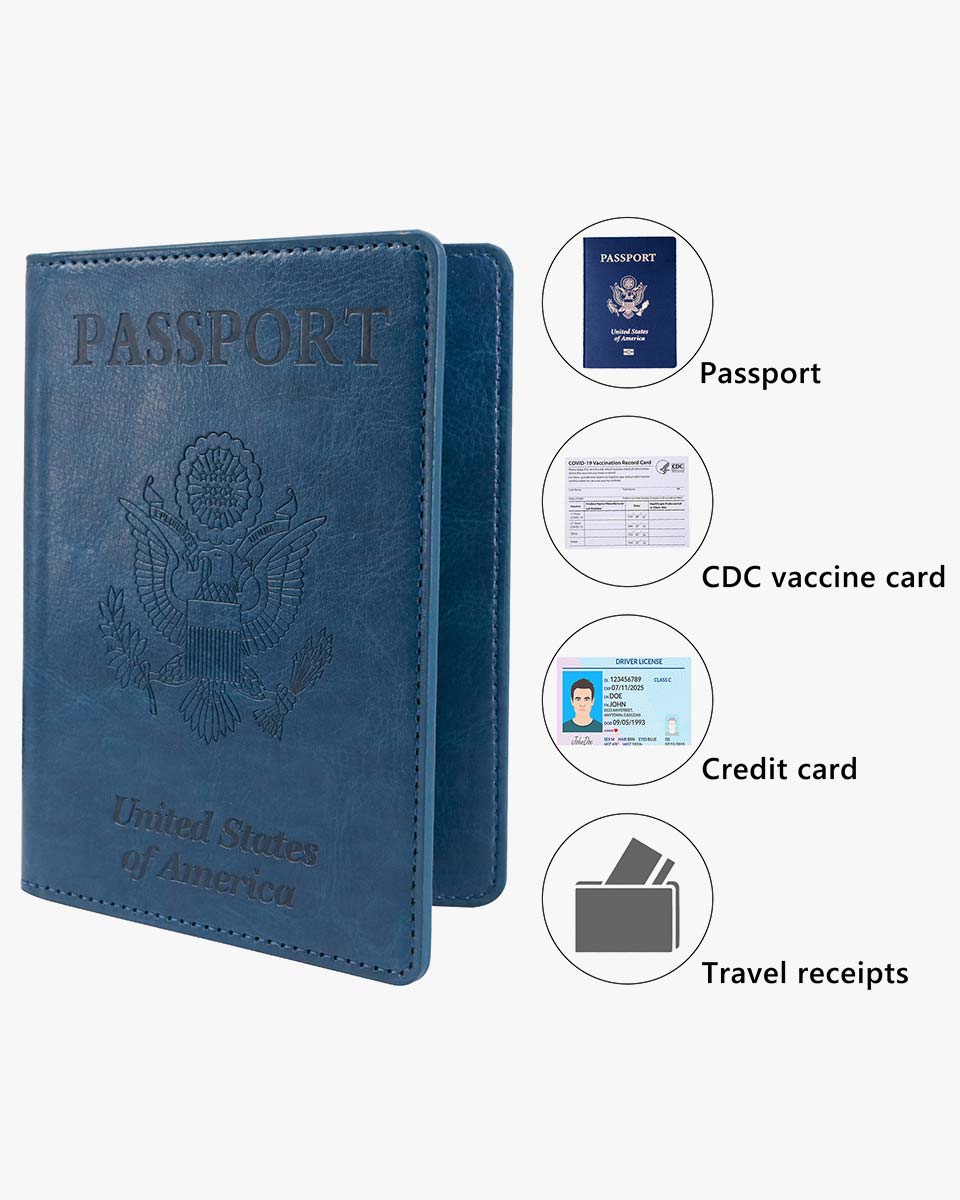 Leather Passport Wallets Cover with Vaccine Card Holder - 4 Colors Available
