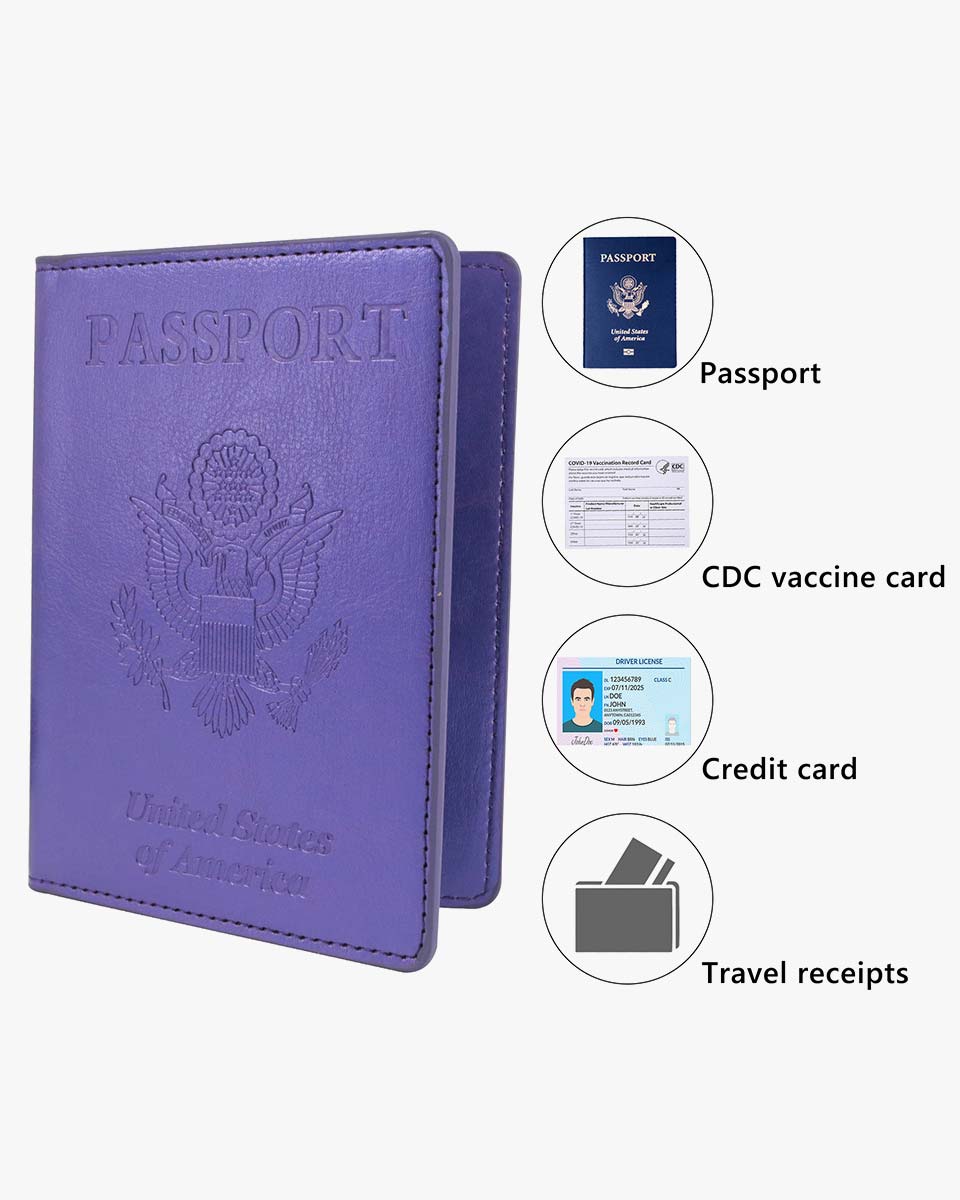 Leather Passport Wallets Cover with Vaccine Card Holder - 4 Colors Available