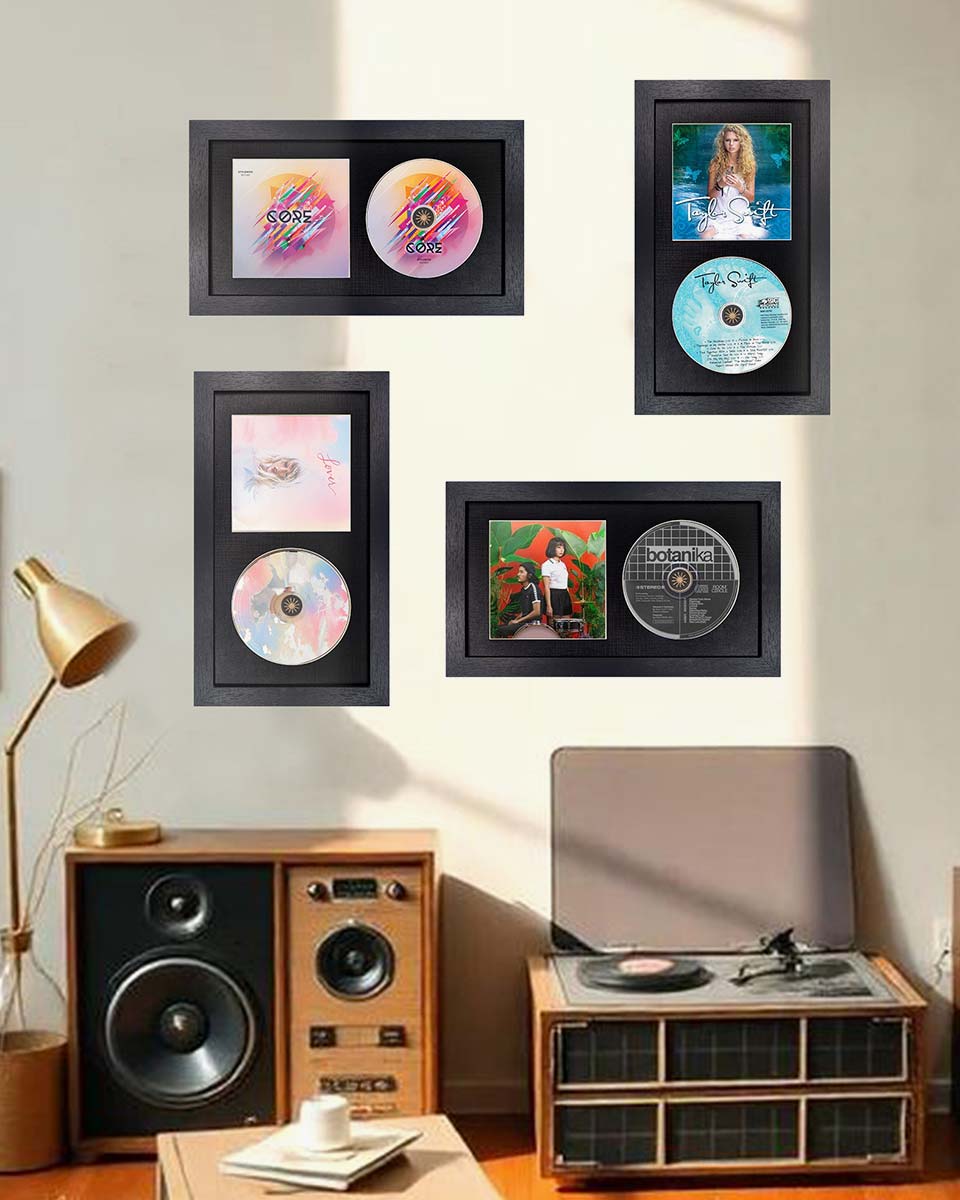 Black Wall and Tabletop CD Display Frame for Disc and Booklet - 2 Styles Available