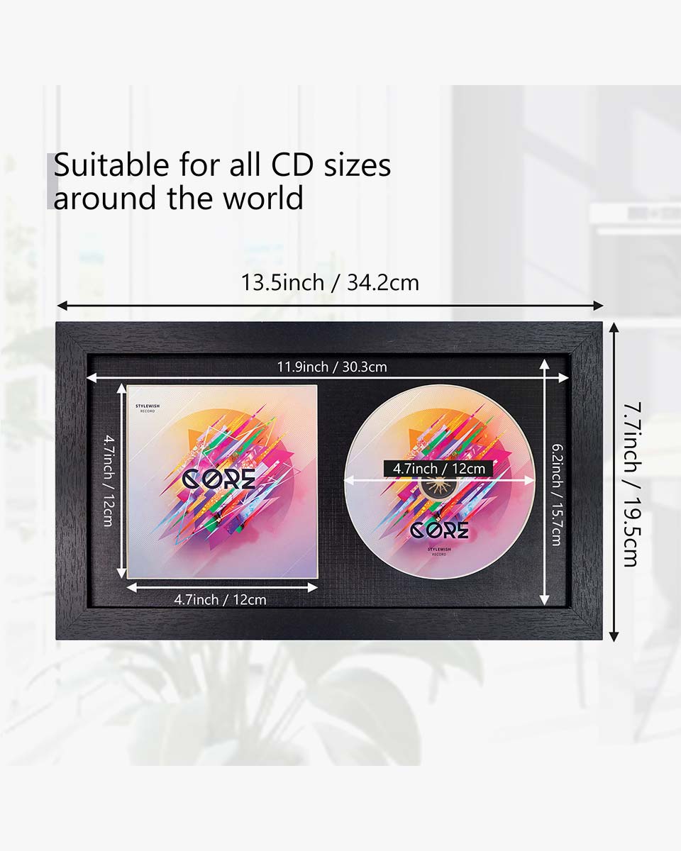 Black Wall and Tabletop CD Display Frame for Disc and Booklet - 2 Styles Available