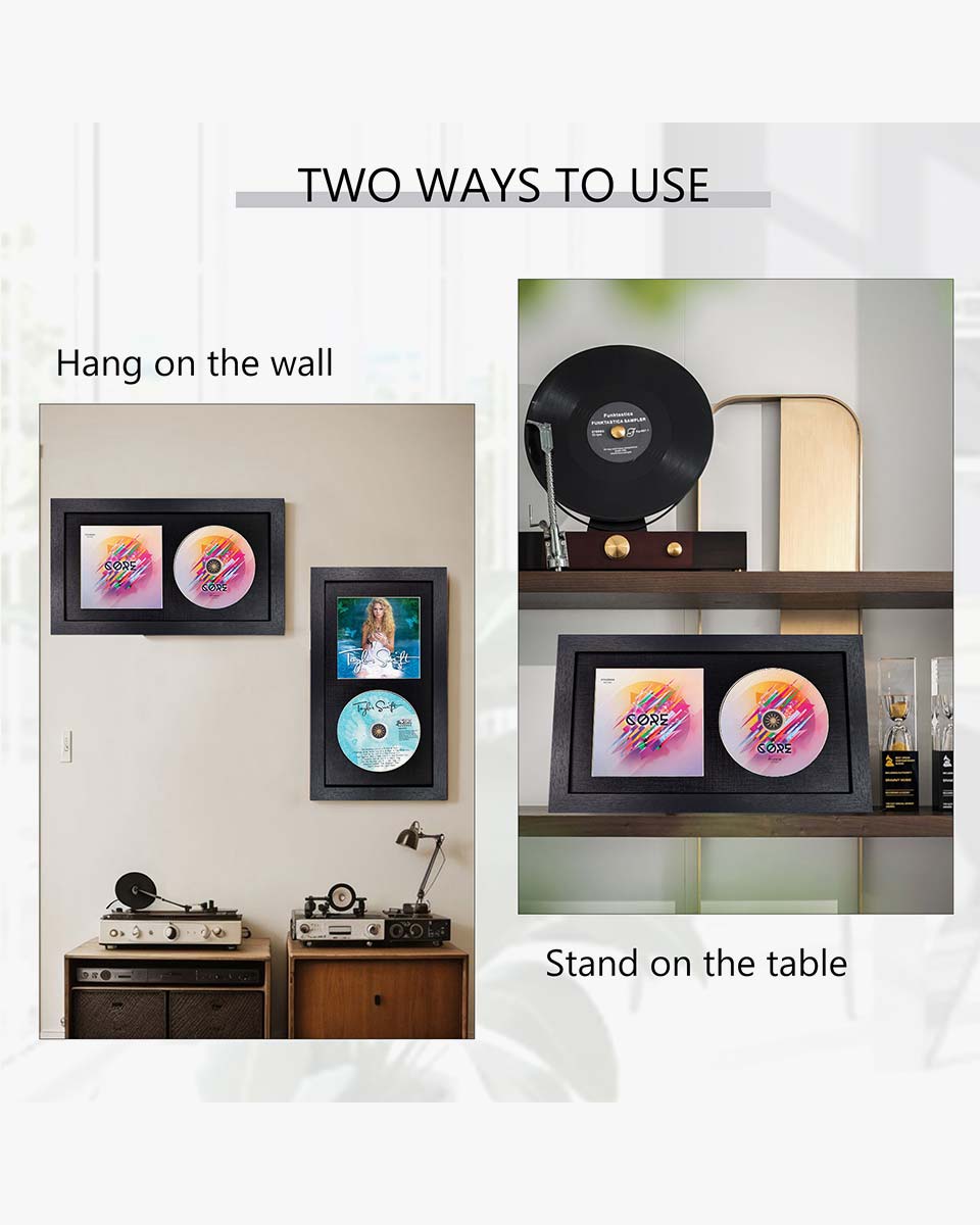 Black Wall and Tabletop CD Display Frame for Disc and Booklet - 2 Styles Available