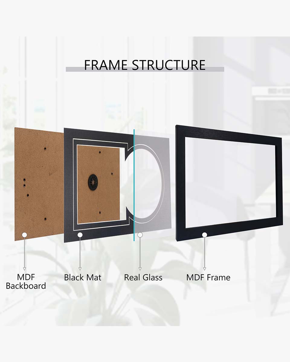 Black Wall and Tabletop CD Display Frame for Connected Disc and Booklet - 2 Mat Colors Available