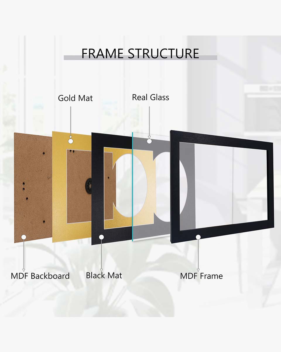 Black Wall and Tabletop CD Display Frame for Connected Disc and Booklet - 2 Mat Colors Available
