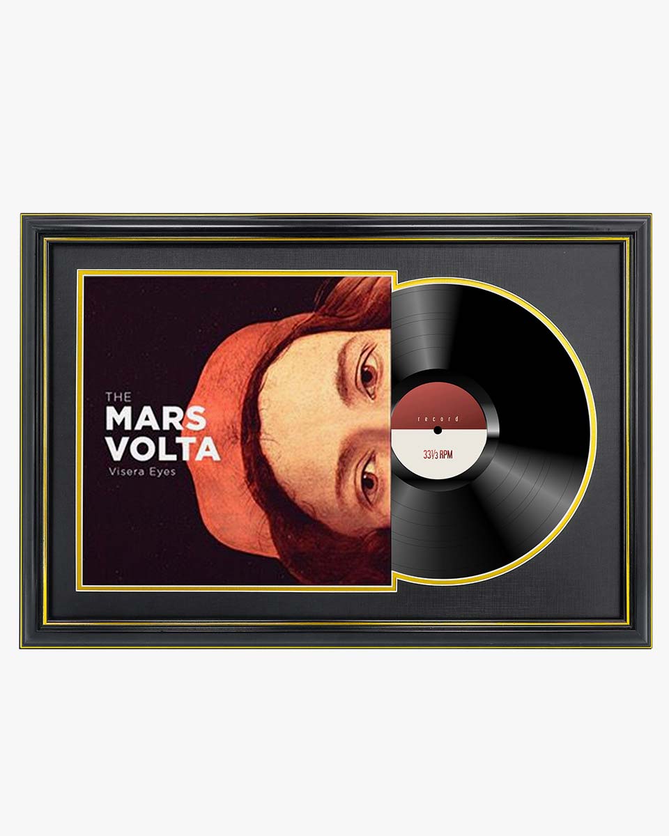 Black Wall Display Vinyl Record Album Frame with Double Gold Trim for 12*12 LP Covers - 2 Mat Colors Available