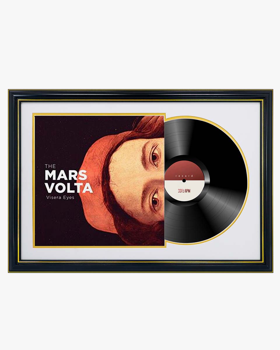 Black Wall Display Vinyl Record Album Frame with Double Gold Trim for 12*12 LP Covers - 2 Mat Colors Available