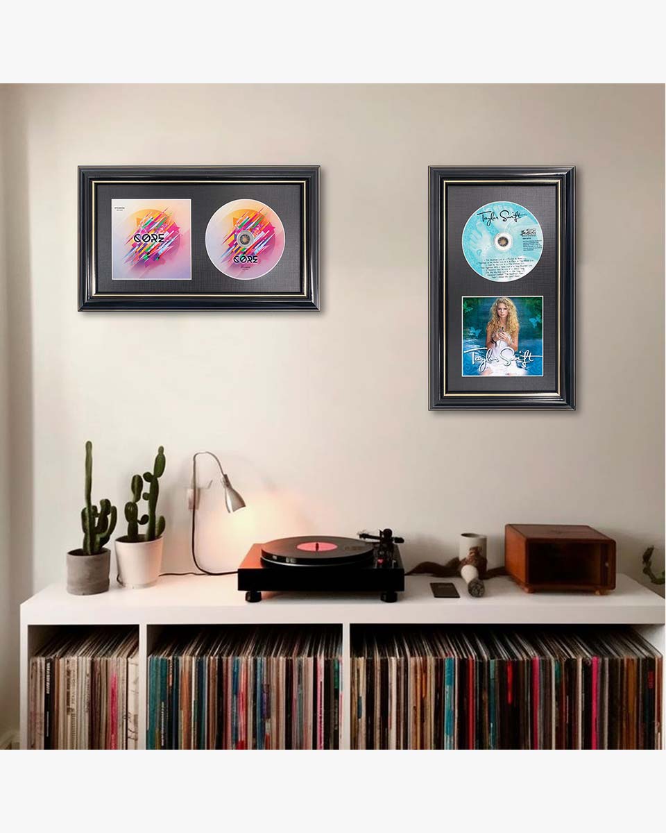 Black Wall and Tabletop CD Display Frame for Disc and Booklet - 2 Styles Available