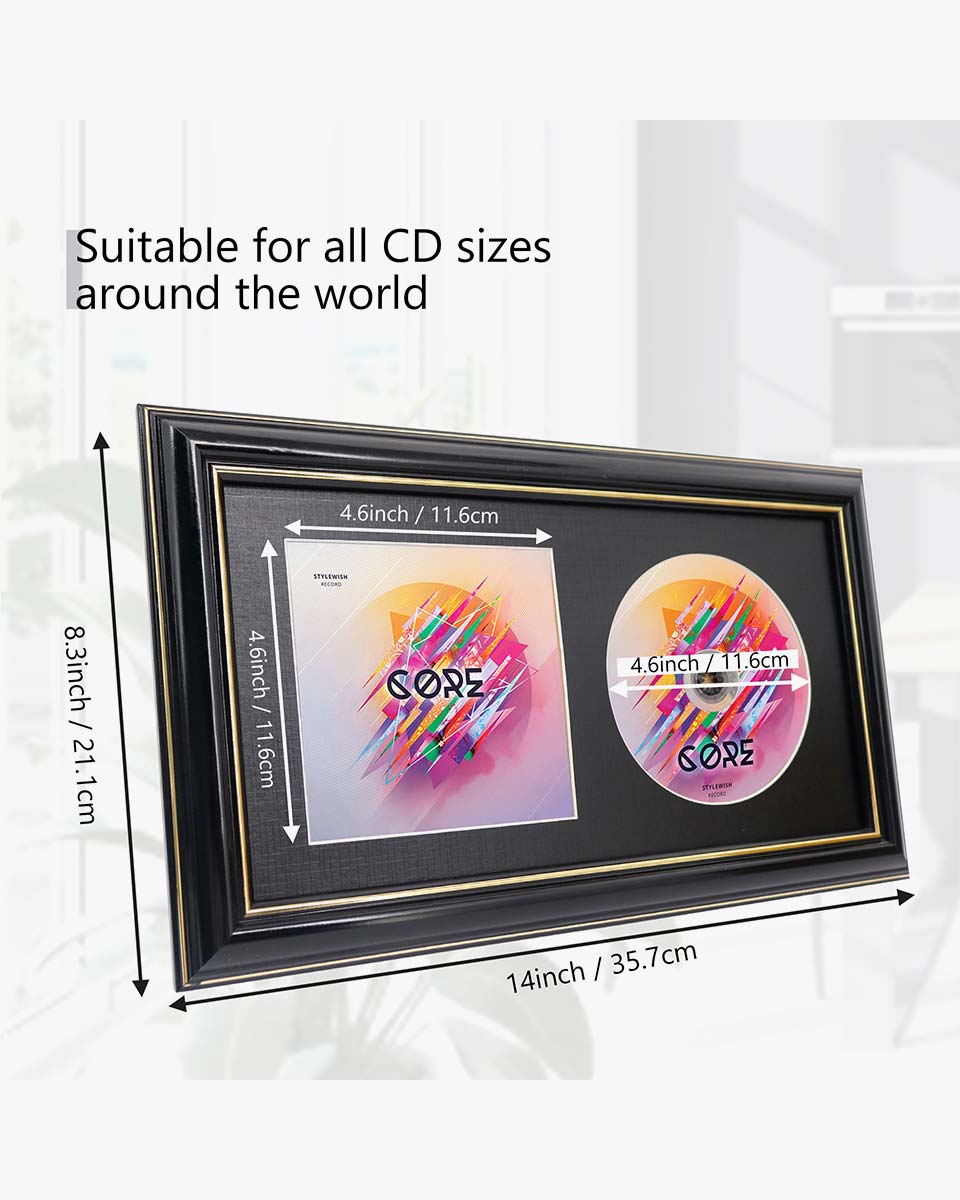 Black Wall and Tabletop CD Display Frame for Disc and Booklet - 2 Styles Available