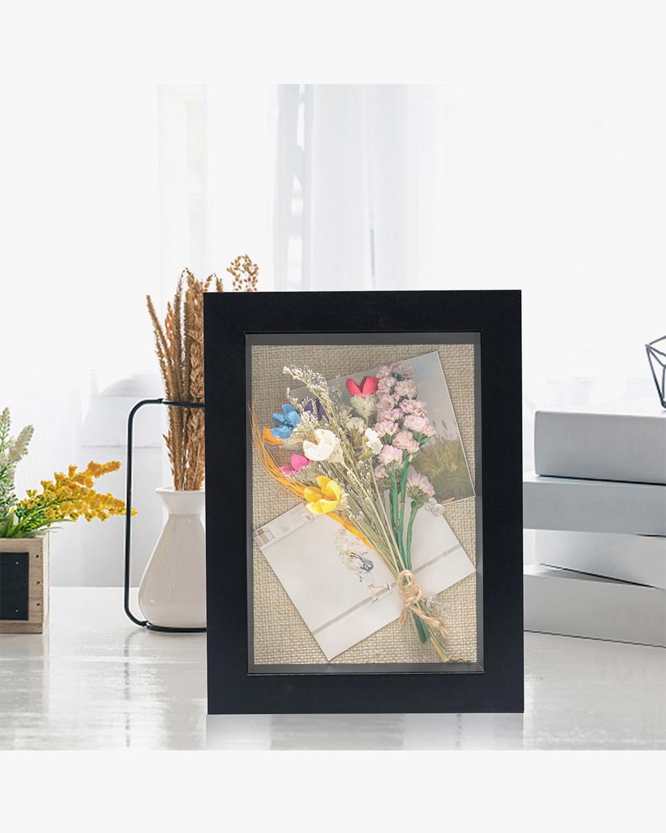 Shadow Box Frame Wood Display Case with Linen Back in 6 Sizes