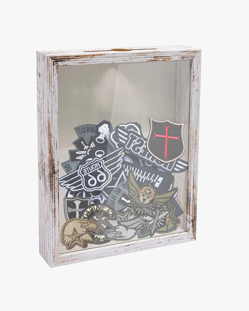 Shadow Box Frame White Wood Collection Case With Slot on top - 4 Sizes Available