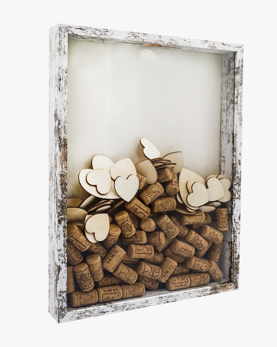 Shadow Box Frame White Wood Collection Case With Slot on top - 5 Sizes Available