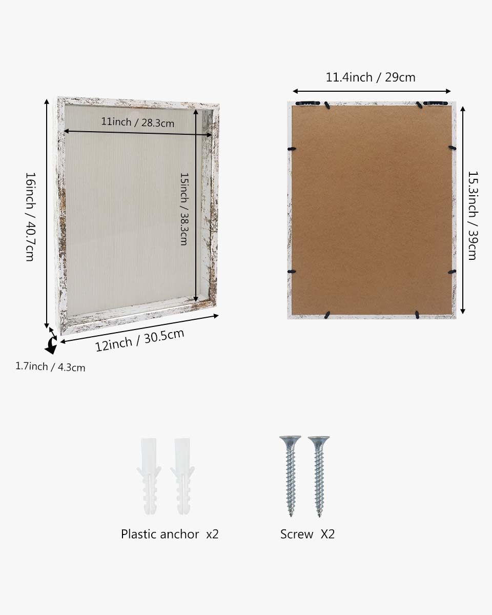 Shadow Box Frame White Wood Collection Case With Slot on top - 5 Sizes Available