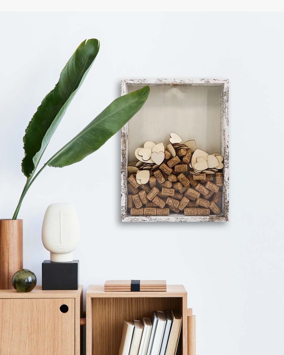 Shadow Box Frame White Wood Collection Case With Slot on top - 5 Sizes Available