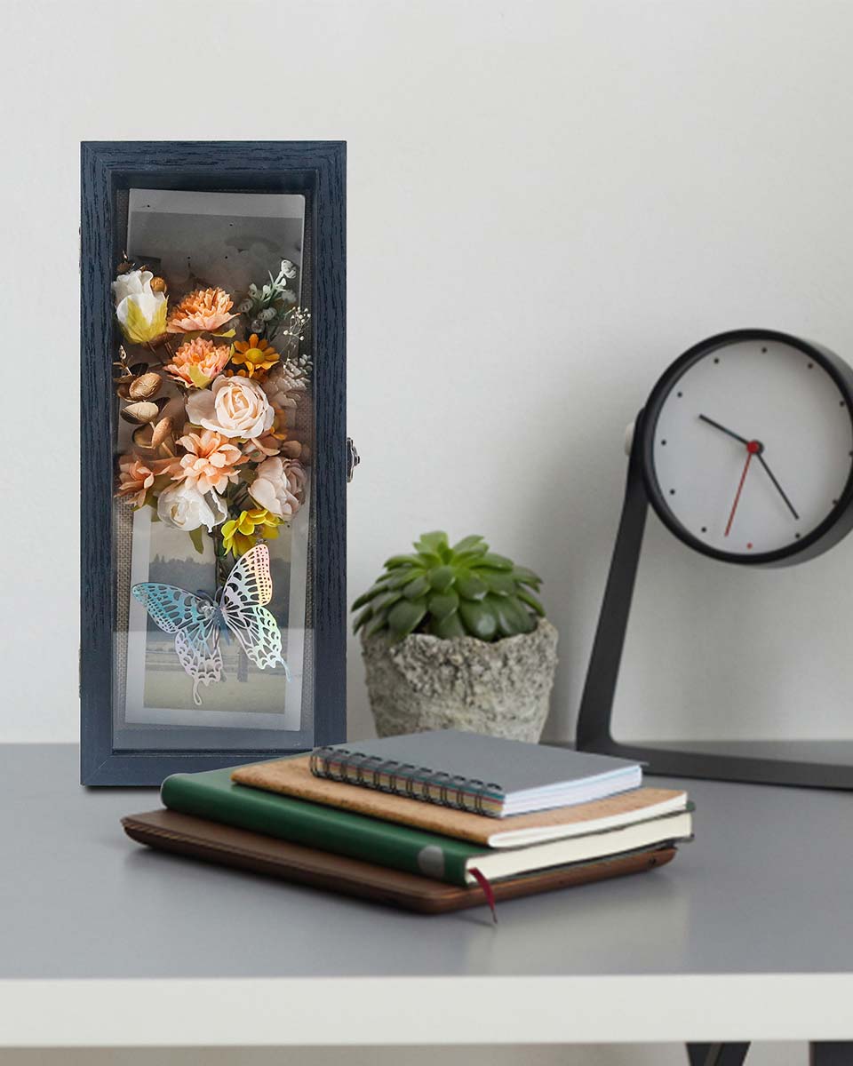 Rustic Black Real Glass Shadow Box Frame Window Door With Hinge in 5 Sizes