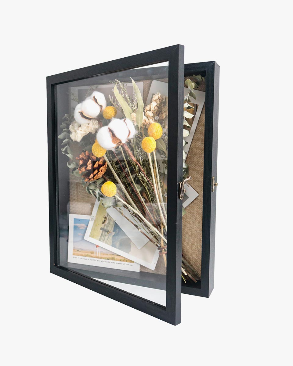 Rustic Black Real Glass Shadow Box Frame Window Door With Hinge in 5 Sizes