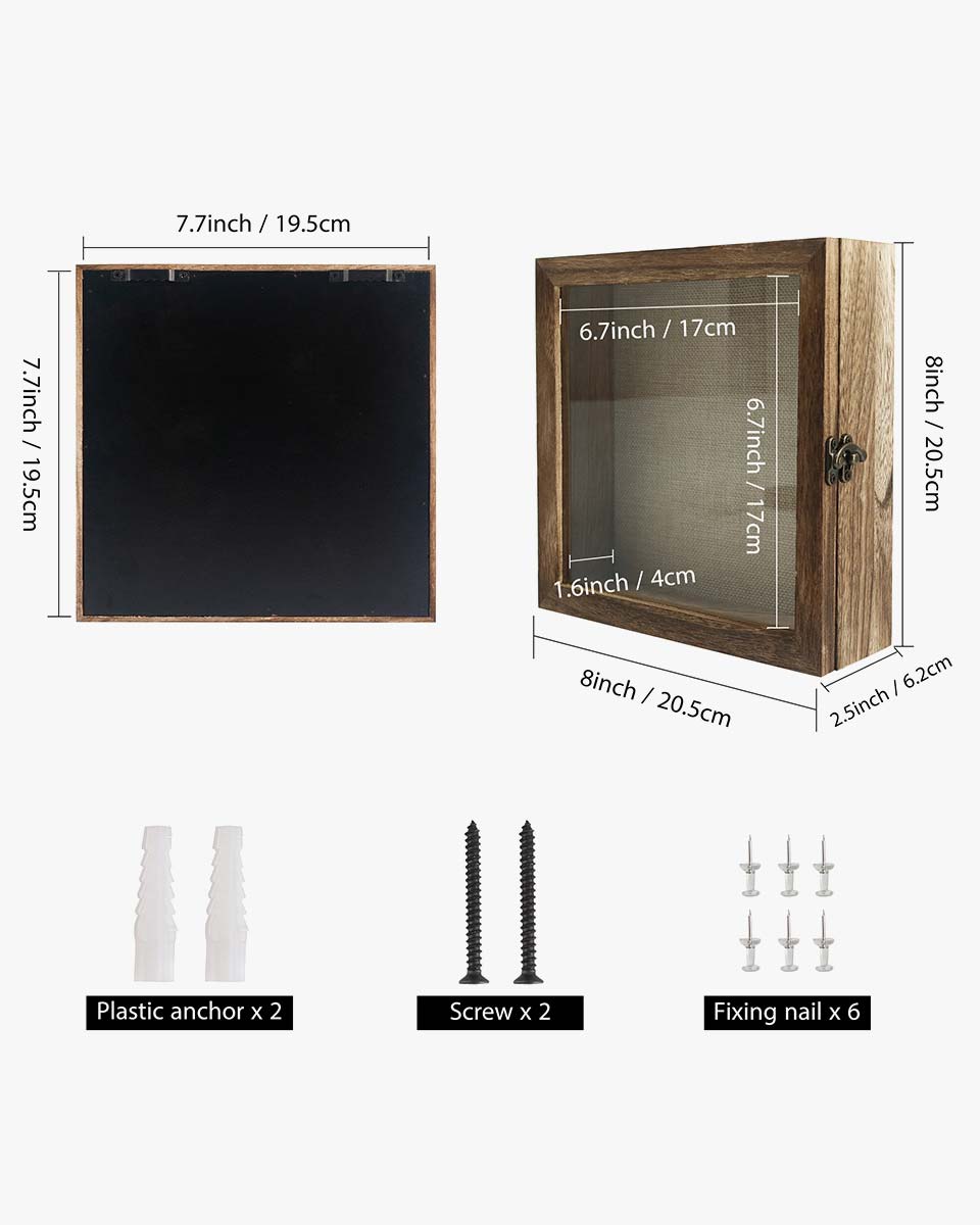 Carbonized Black Shadow Box Frame Real Glass Window Door with Hinge - 5 Sizes Available