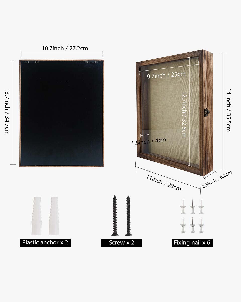 Carbonized Black Shadow Box Frame Real Glass Window Door with Hinge - 5 Sizes Available