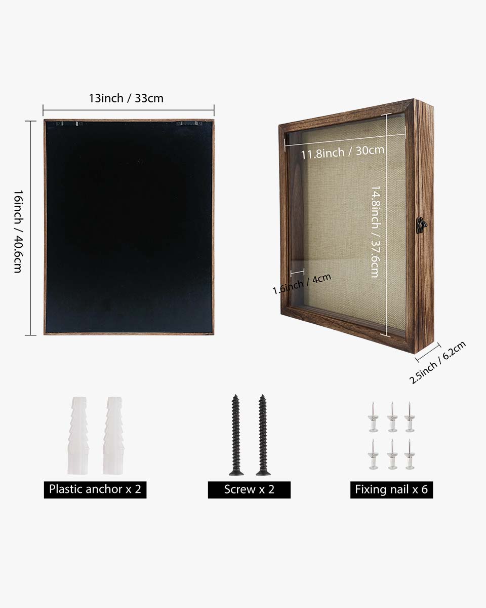 Carbonized Black Shadow Box Frame Real Glass Window Door with Hinge - 5 Sizes Available