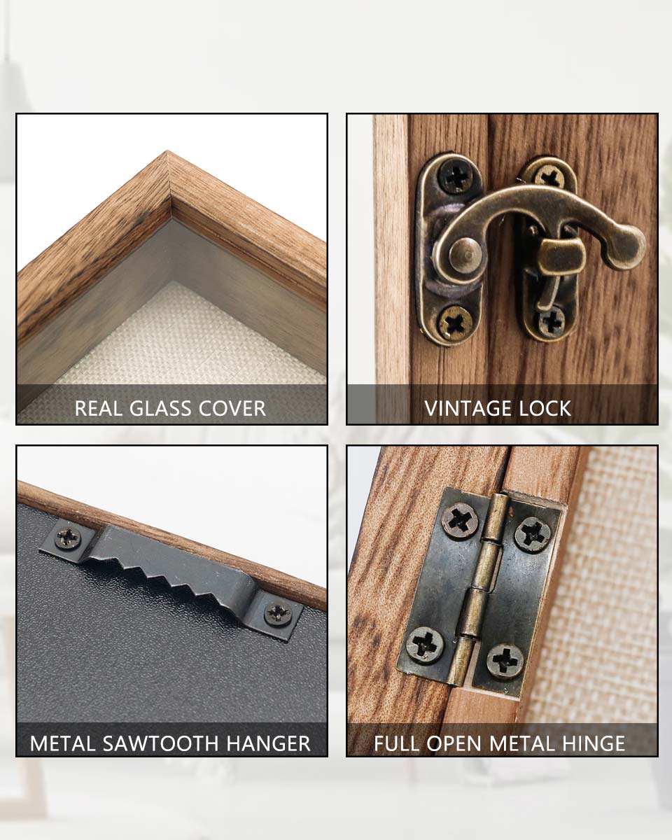 Carbonized Black Shadow Box Frame Real Glass Window Door with Hinge - 6 Sizes Available