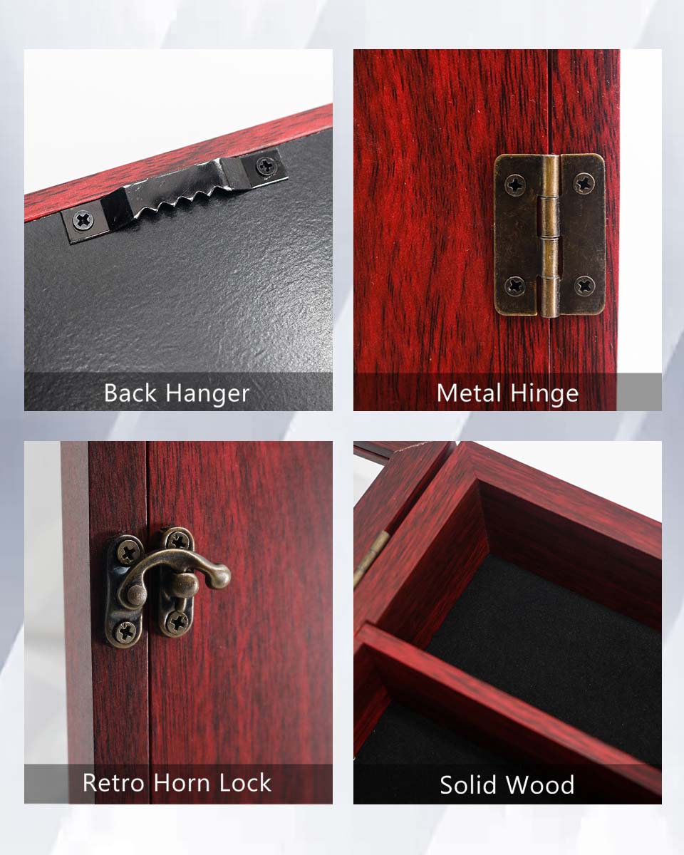 Red Shadow Box Frame Real Glass Window Door with Removable Shelves in 4 Sizes