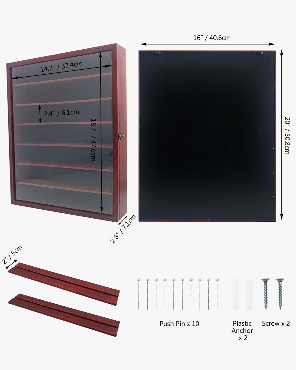 Red Shadow Box Frame Real Glass Window Door with Removable Shelves in 4 Sizes