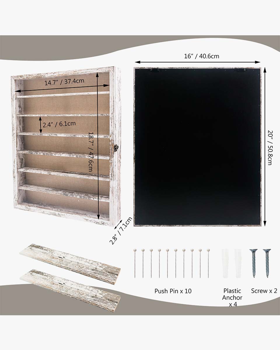 Rustic White Shadow Box Frame Real Glass Window Door with Removable Shelves in 3 Sizes