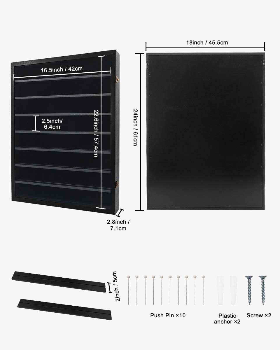 Rustic Black Shadow Box Frame Real Glass Window Door with Removable Shelves in 4 Sizes