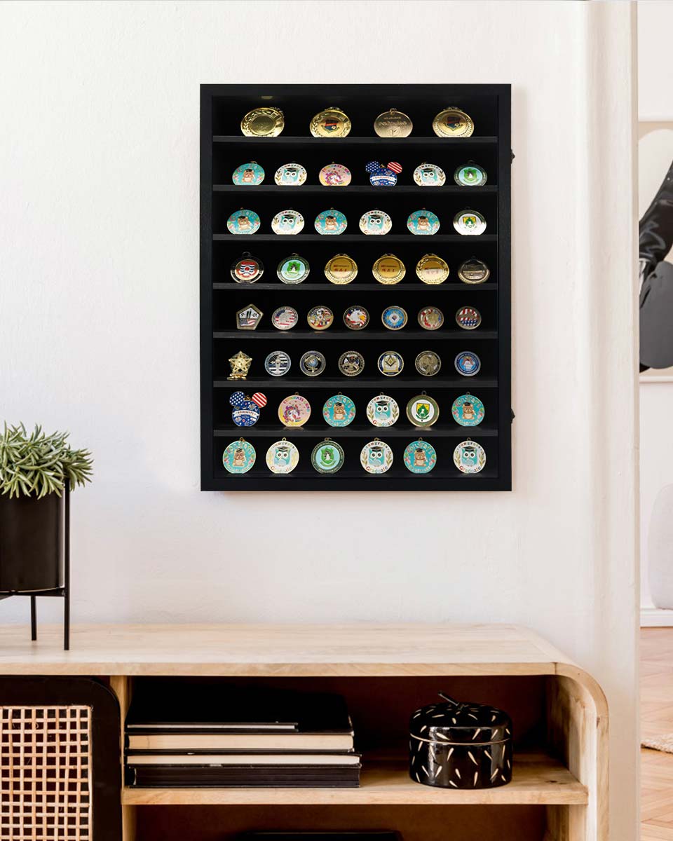 Rustic Black Shadow Box Frame Real Glass Window Door with Removable Shelves in 4 Sizes