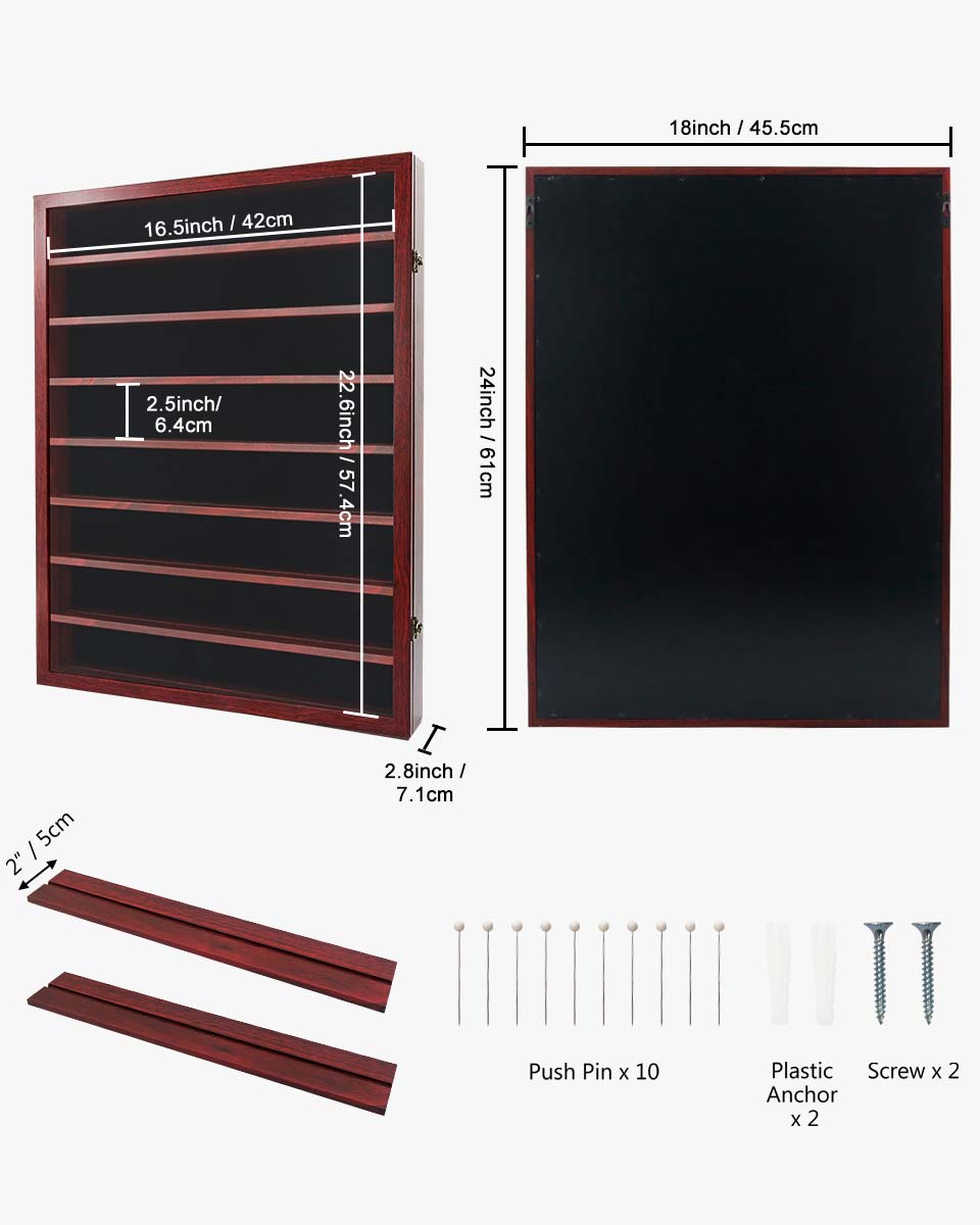 Red Shadow Box Frame Real Glass Window Door with Removable Shelves in 4 Sizes