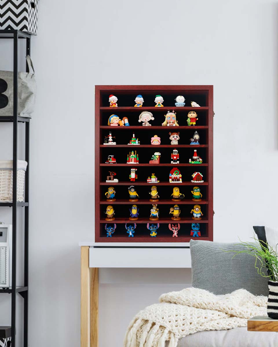 Red Shadow Box Frame Real Glass Window Door with Removable Shelves in 4 Sizes