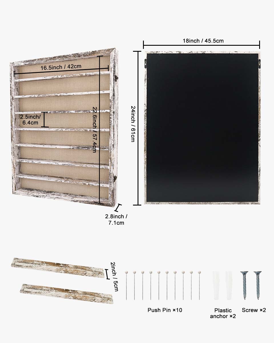 Rustic White Shadow Box Frame Real Glass Window Door with Removable Shelves in 4 Sizes